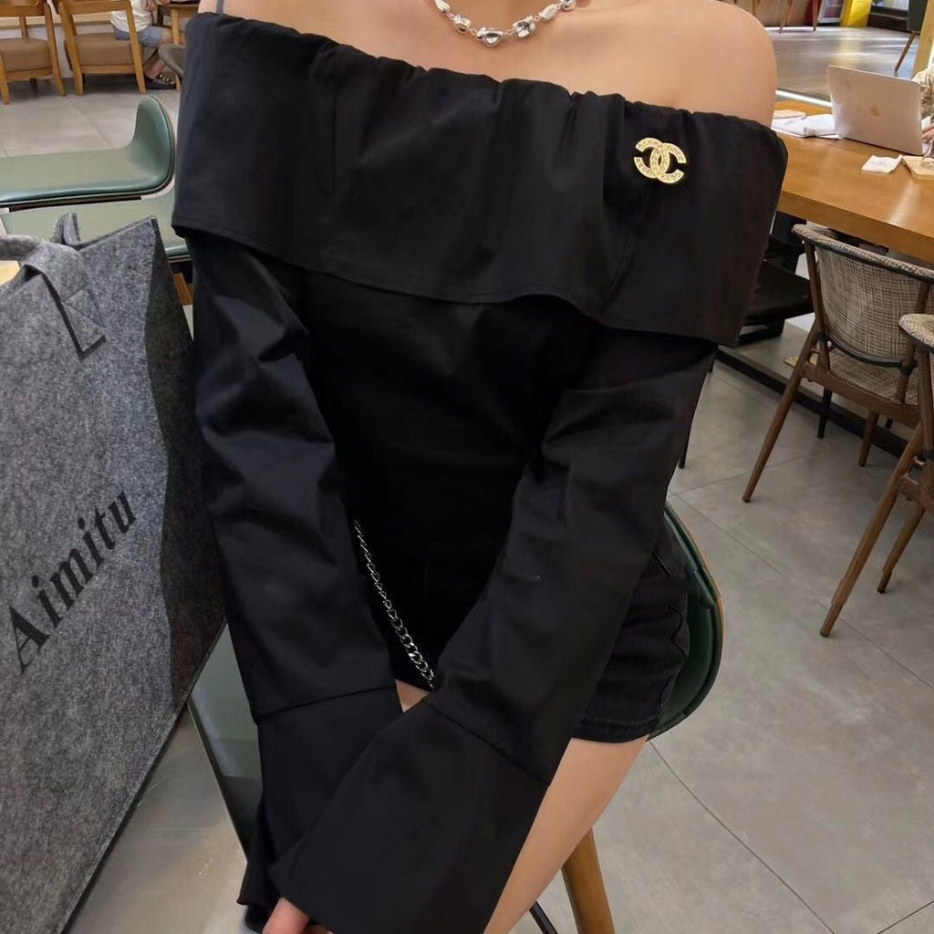 Fashion all-match one-shoulder shirt PD1023081128