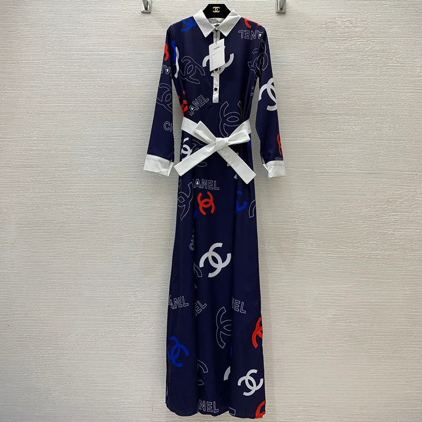 New versatile printed long sleeved dress　1024072502