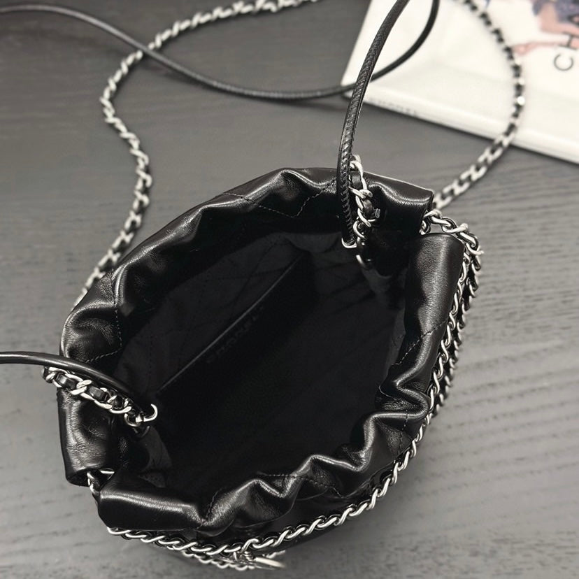 New black and siLer gradient plaid bag 071