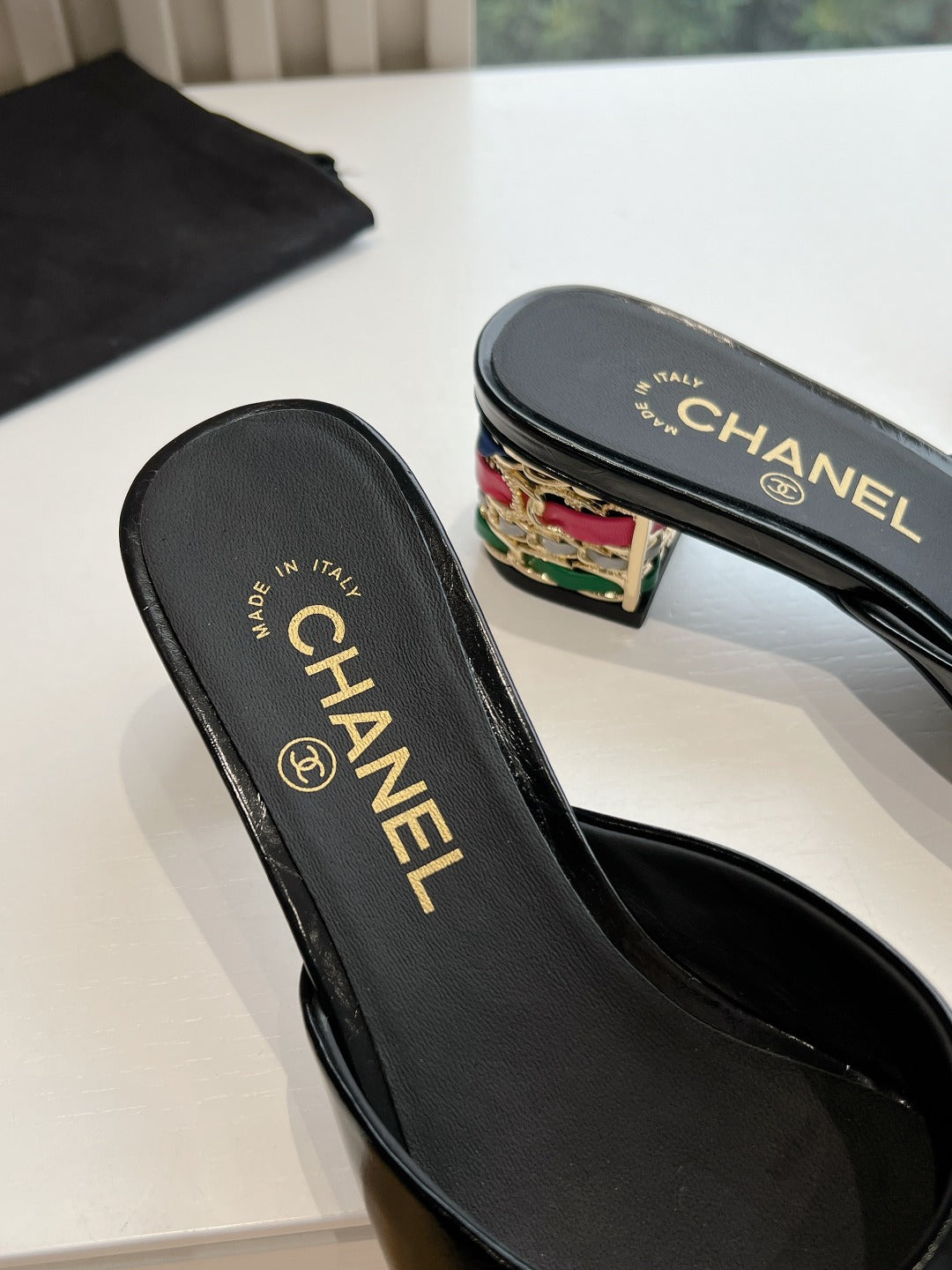 Chane1 top fashion classic short heel slippers 0724030822
