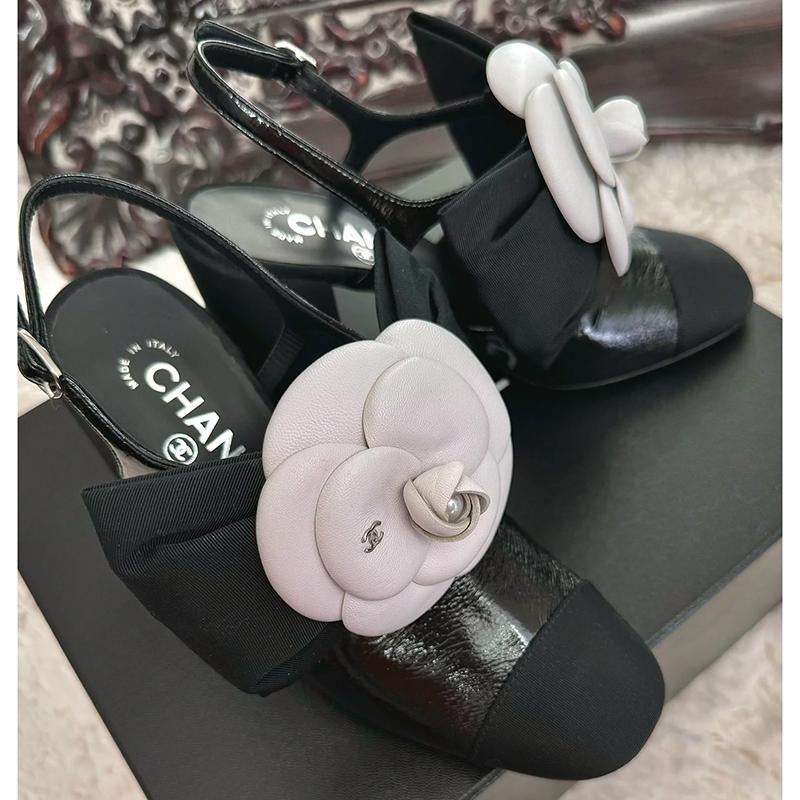 Fashion Versatile Camellia Thick Heels High Heels 1023120404