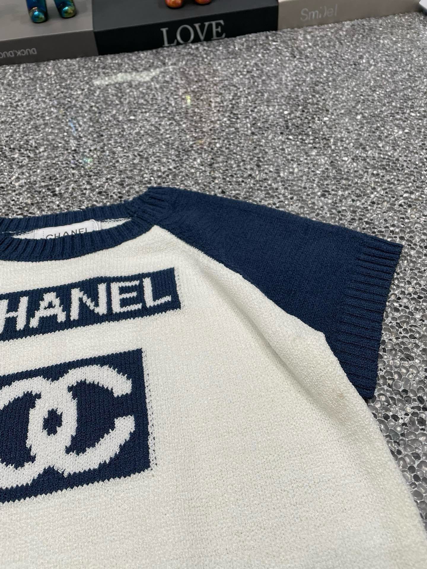 Color block crew neck knitted short sleeves 0724042902