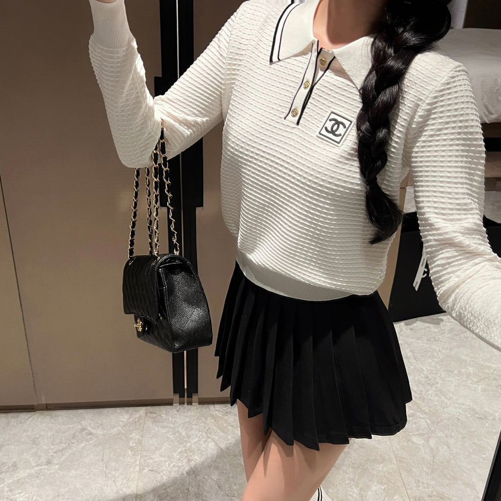 Stand collar knitted long sleeve sweater 0724090303
