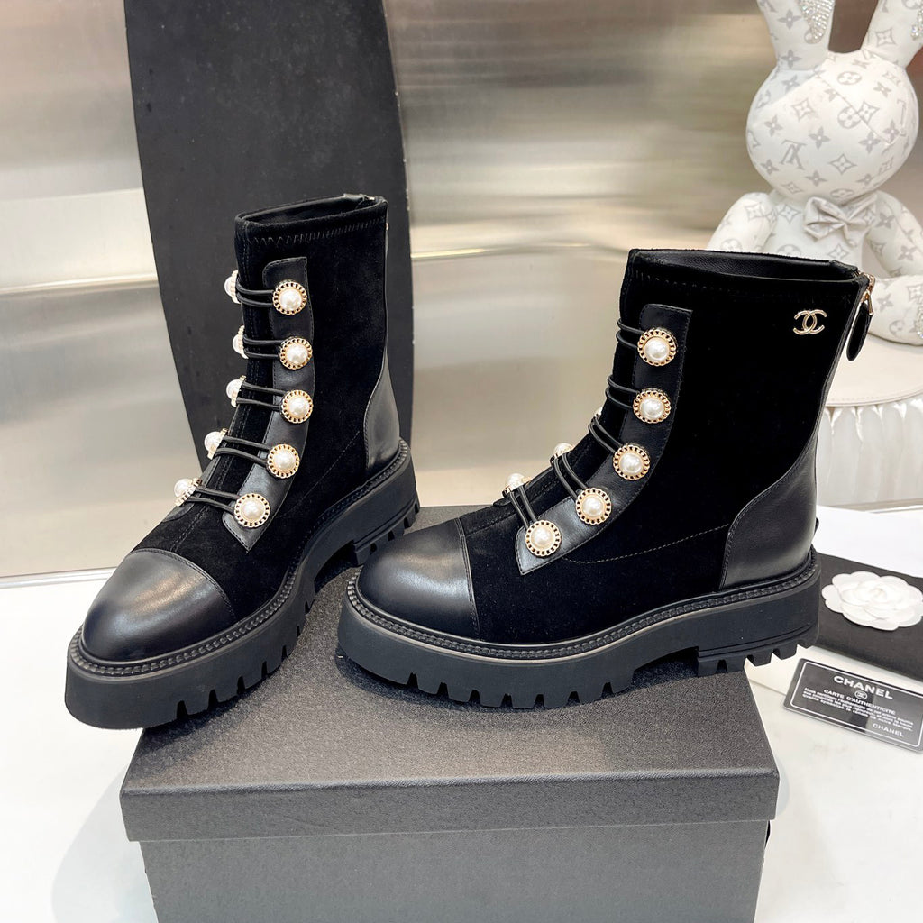 Pearl metal buckle boots XC1823100501